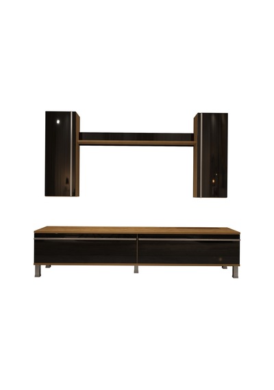 Decoraktiv Eko 5d Mdf Std Krom Ayaklı Tv Ünitesi Tv Sehpası Pera - Siyah