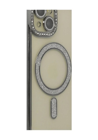 Apple iPhone Uyumlu 13 Kılıf Joke Simli Magneticsafe Kılıf - Gri Evimdeyokyok