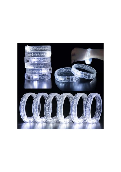 Beyaz-gümüş Led Işıklı Baskı Yapılabilen Pilli Bileklik Bilezik 1,5 Cm Genişlik Diğer