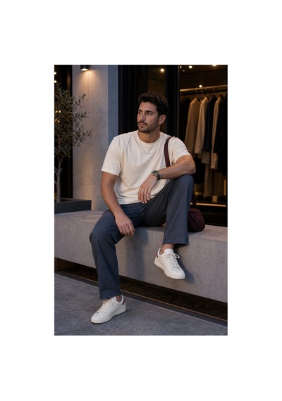 Modi Green Premium Oysho Regular Oversize Unisex Sıfır Yaka Kısa Kollu Tişört - Ekru