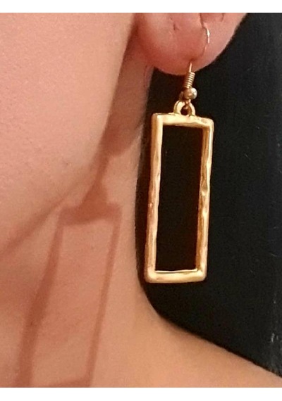 Gold Altın Renk Kaplama Antik Çelik Desenli Kadın Sallantılı Küpe