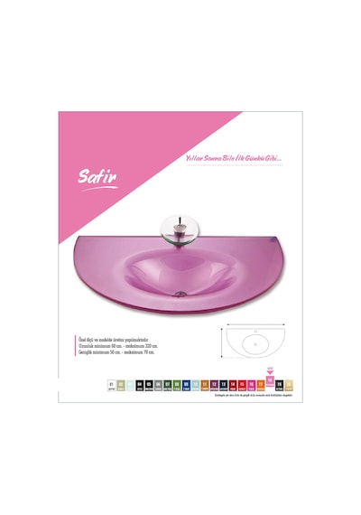 Cam Lavabo Safir Modeli 90 x 56 CM