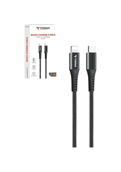 Delux Serisi Aksesuar Teknoloji Şarj Kablosu Type-c To Lightning 3.0a Data Kablo Ap210 Siyah