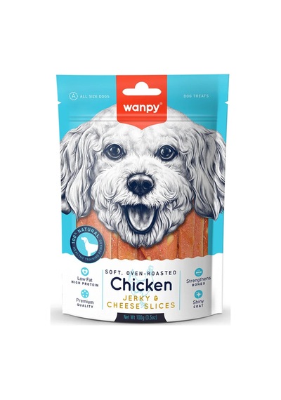 Wanpy Chicken Jerky Cheese Slices Köpek Ödül 100 Gr