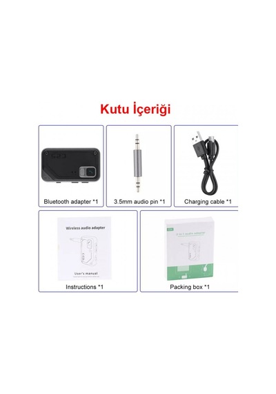 Bluetooth 5.3 Kablosuz 2in1 Verici Alıcı Ses Adaptörü 3.5mm Aux Girişli
