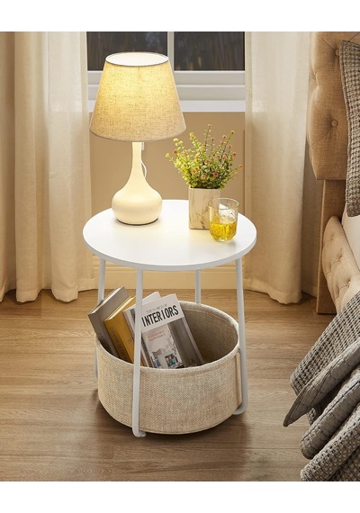 Yuvarlak Sehpa, Küçük Masa, Sehpa Küçük, Kumaş Sepetli Oturma Odası Masası, Oturma Odası, Yatak Odası İçin Depolama Alanı, Modern Komodin, Beyaz-bej Let223w10 Çok Renkli Yuvarlak Sehpa, Küçük Masa, Sehpa Küçük, Kumaş Sepetli Oturma Odası Masası, Oturma Odası, Yatak Odası İçin Depolama Alanı, Modern Komodin, Beyaz-bej Let223w10 Çok Renkli
