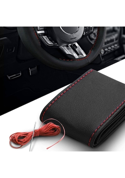 Carmind Siyah Dikmeli Direksiyon Kılıfı Kırmızı Dikişli
