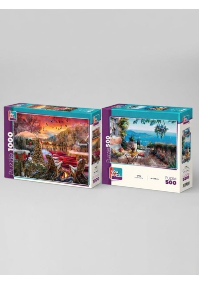 Göç Yolu Ve Limana Karşı İkili Set - 1000 + 500 Parça İkili Puzzle Seti