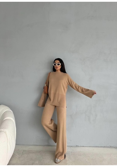 Triko Alt Üst Takım Bej Renk-479 Bej