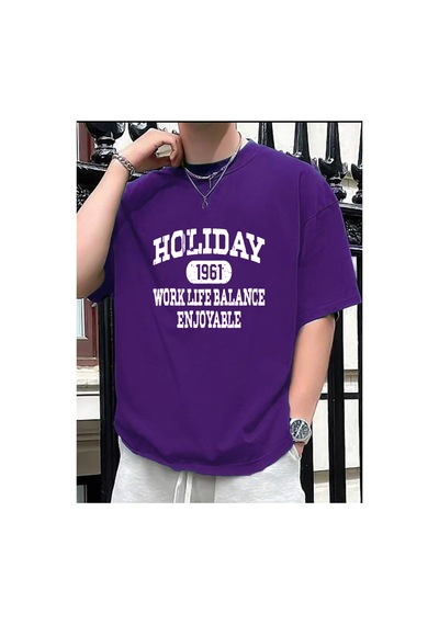 Medinenur Unisex Holiday Baskılı Tshirt Mor