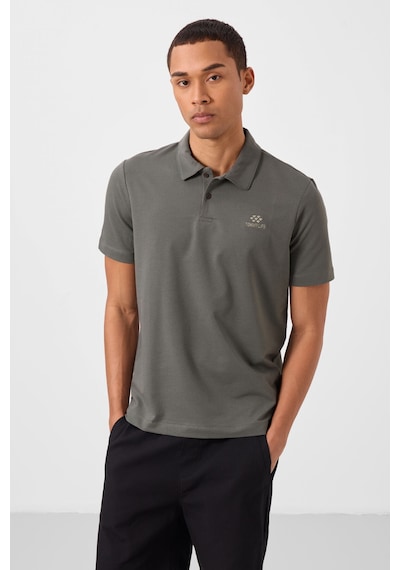 Tommy Life Çağla Basic Logolu Standart Kalıp Triko Polo Yaka Erkek T-shirt - 87748 Çağla