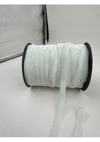 Paşateks- 1 Cm Düz Kadife-5 Metre Beyaz