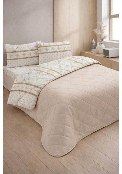 Lexroo Kapitoneli Tek Kişilik Desenli Pike - Yatak Örtüsü Takımı 160x230 Cm - 1 Adet Yastık Kılıflı Çok Renkli