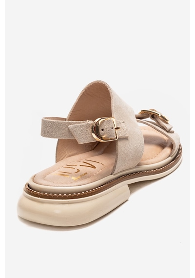 Luvishoes Cruel Bej Süet Hakiki Deri Kadın Sandalet