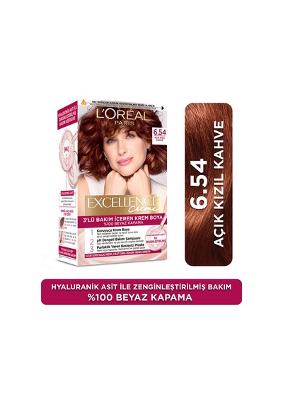 L Oréal Paris Excellence Creme Saç Boyası 6.54 Açık Kızıl Kahve
