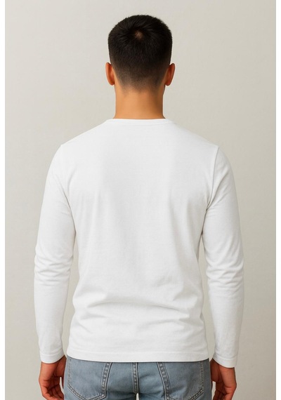 Axxel Erkek Beyaz Uzun Kollu T-shirt-d240 Beyaz