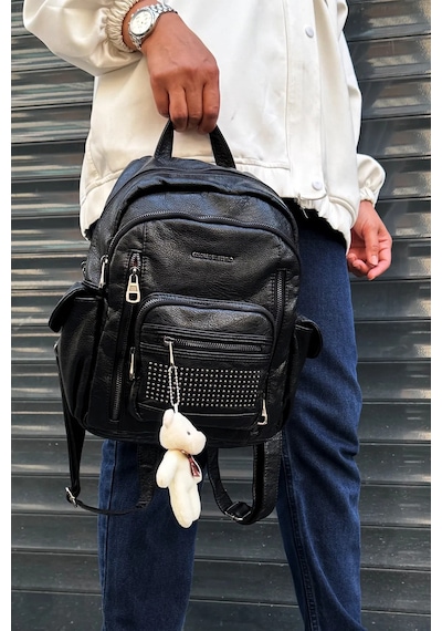 Just Polo Kadın Siyah Çok Gözlü Su Geçirmez Ultra Hafif Sırt Çantası Shopper 2310002mh