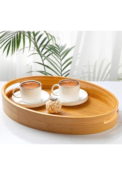 Bambu Tepsi Oval Servis Sunum Tepsi Orta Boy 36 25,8cm Bambu Tepsi Oval Servis Sunum Tepsi Orta Boy 36 25,8cm