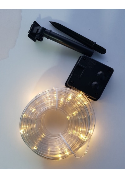 100 Led 12 Metre Sarı Flex Peri Led Işık Güneş Enerjili Solar Bahçe Balkon Ağaç Lambası Aydınlatması