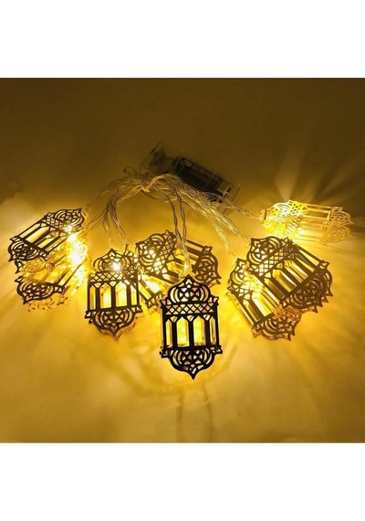 2 Metre Fener Figürlü Ramazan Ledi, Pilli Ramazan Kareem Led, Dekor Led, Ramazan Banner Sarkıt Gün Işığı