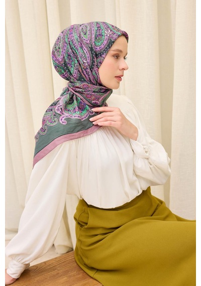 Silk Home Velora Eşarp Ethnic Koyu Yeşil 90x90 Çok Renkli