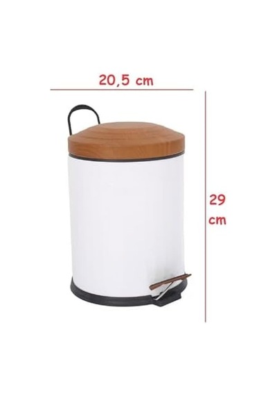 - 16 Lt Ahşap Desen Vintage Serisi Amortisörlü Çöp Kovası - Kutusu, Banyo, Mutfak, Tuvalet, Balkon Beyaz, 5 Litre Siyah