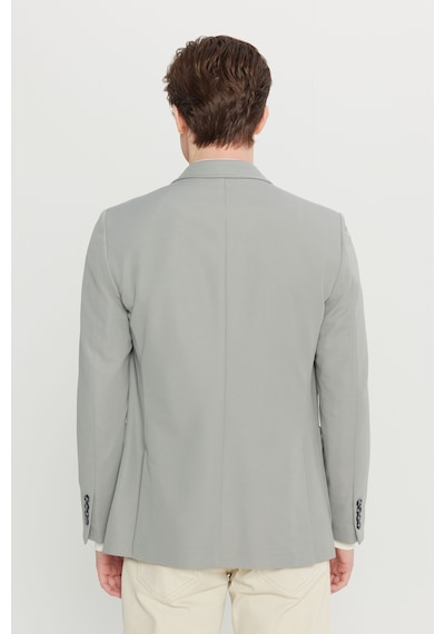 Erkek Grı Slim Fit Dar Kesim Mono Yaka Casual Ceket Grı