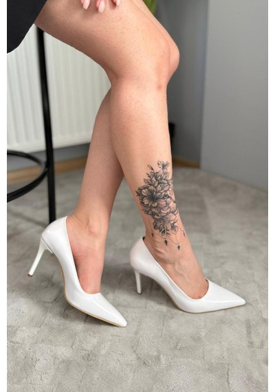 Preshley Kadın Adel Beyaz Rugan İnce Topuklu Stiletto Beyaz