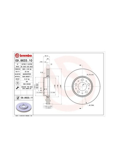 Brembo 09863311 Ön Fren Aynası Volvo S60 00 10 S80 98 06 V70 97 07 Xc70 00 07 285x5dl Küçük Tip 272403