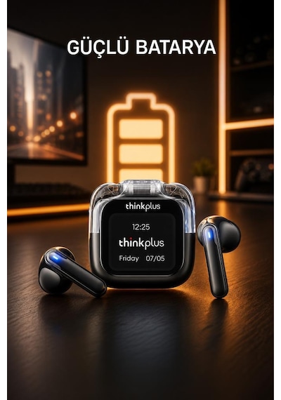 Lenovo Thinkplus Bluetooth Kulaklık Akıllı Dijital Ekranlı Tws 5.4 Kablosuz Kulaklık Lp70 Pro Siyah