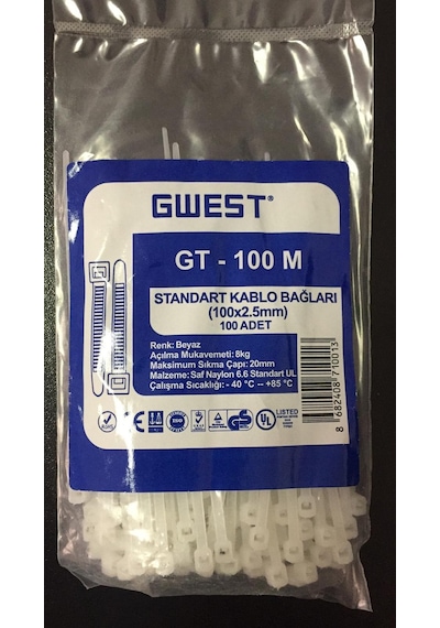 Gwest 2,5x100mm 10cm Renkli Plastik Cırt Kelepçe Kablo Bağı 6renk