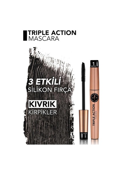 3 Kademeli Ayarlanabilir Maskara Siyah - Triple Action Mascara - 001-8690604275588 Diğer