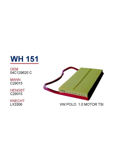 WUNDER WH151 HAVA FILTRESI VOLKSWAGEN POLO/SEAT IBIZA/SKODA FABI