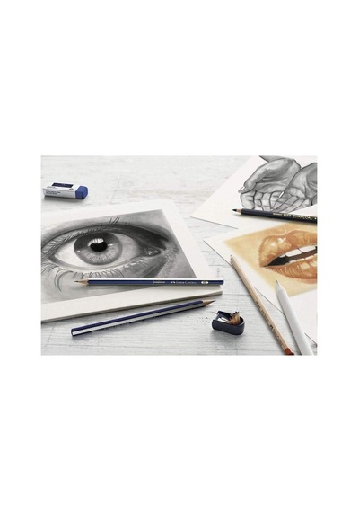 Faber-castell Klasik Sketch Seti 6 Parça, Goldfaber 2b Kalem, Pitt Monochrome, Pitt Pastel, Karıştırma Kalemi 124-Pembe