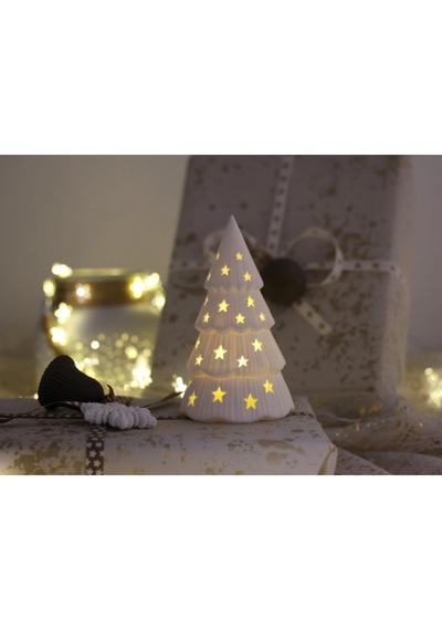 Tealight Mumlu Yılbaşı Ağacı Dekoratif Mumluk Beyaz