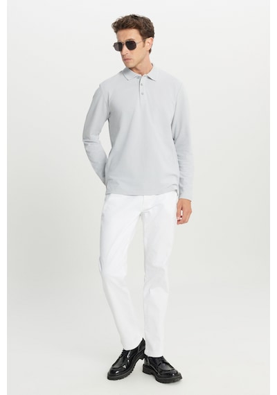 Ac&Co / Altınyıldız Classics Erkek Grı %100 Pamuk Standart Fit Normal Kesim Polo Yaka Sweatshirt Gri