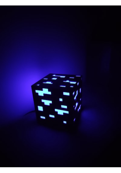 Minecraft Dekoratif Gece Lambası Siyah - Beyaz