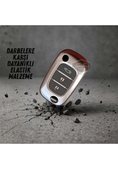 Renault Fluence Megane Clio Kangoo Master Modus Twingo Uyumlu Silikon Anahtar Kılıfı Oto Anahtar Kabı Darbe Emici Anahtarlık Koyu Titan Gri 00 Şüscaroto Aksesuar