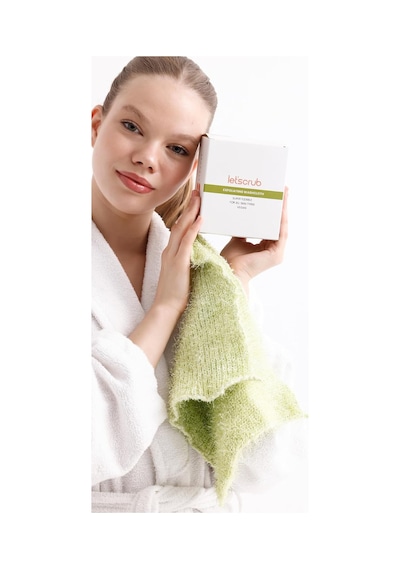 Lexroo Süper Esnek Yeşil Banyo Lifi Tüm Cilt Tiplerine Uygun Duş Lifi Unisex 20x30 Cm