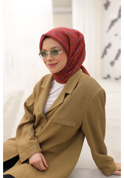 Silk Home Soft Eşarp 73077-17 Gül Kurusu, Gök Mavi, Yeşil
