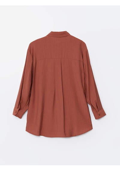 Lcw Modest Pembe Dokulu Oversize Krinkle Kadın Gömlek Tunik