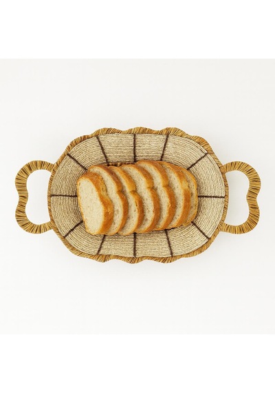 Oval Hasır Ekmek Sepeti-27cm X18 Cm X 7 Cm Beyaz - Kahverengi