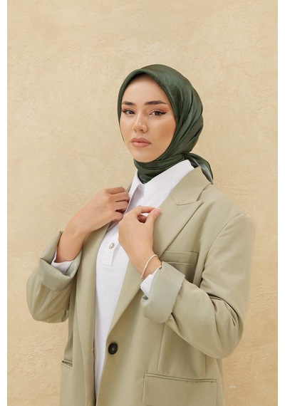 Silk Home Desenli Shiny Eşarp - 8647 - Asker Yeşili Asker Yeşili