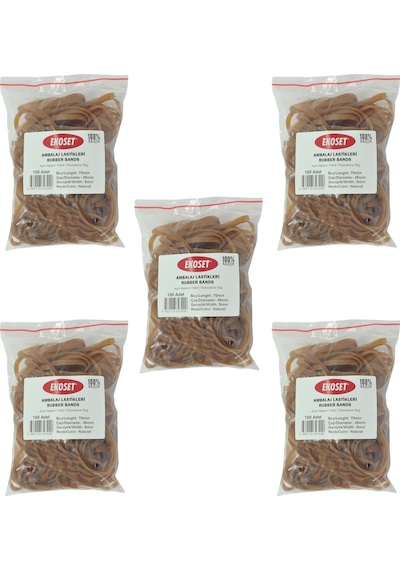 Ekoset 70X5Mm Geniş Kauçuk Paket Ambalaj Para Lastiği 500 Adet