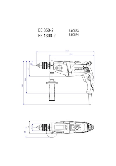 Metabo Bev 1300-2 Matkap, 600574000, Karton İçinde