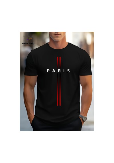 Caddemia Yaz Gevşek Boyut Parıs Mektubu Grafik Baskılı Slim Fit Gündelik Spor Yuvarla Siyah 2XL Caddemia Yaz Gevşek Boyut Parıs Mektubu Grafik Baskılı Slim Fit Gündelik Spor Yuvarla Siyah 2XL