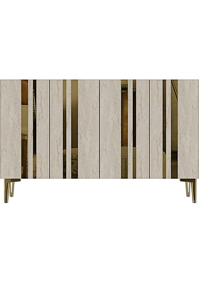 Ka1230btg Mia Konsol Ve Tv Sehpası Beyaz-traverten-gold 120cm