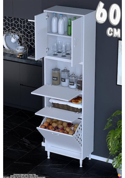 Mona 60 Cm Tam Kapaklı Sepetli Çok Amaçlı Mutfak Kiler Banyo Kirli Çamaşır Dolabı Oyuncak Dolabı Beyaz Mona 60 Cm Tam Kapaklı Sepetli Çok Amaçlı Mutfak Kiler Banyo Kirli Çamaşır Dolabı Oyuncak Dolabı Beyaz
