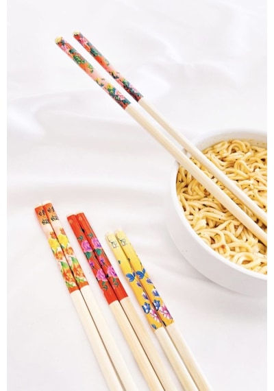 Bambu Chopstick Çubuk Yemek Çubuğu Yıkanabilir Tekrar Kullanılabilir 3 Çift- 6 Adet Diğer