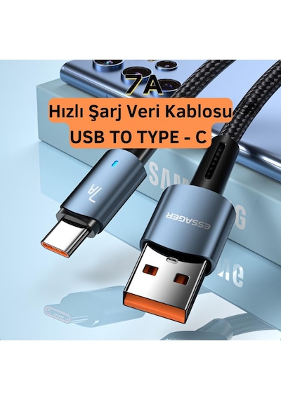Essager 2 Metre 80w 7a Usb To Type-c Süper Hızlı Data Şarj Kablosu, Ultra Dayanıklı Şarj Ve Data Kablosu